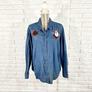 Vintage Holiday Editions Christmas Chambray Shirt Holiday Gift Idea